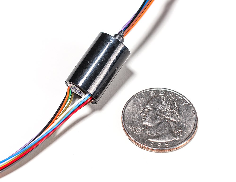 Miniature Slip Ring - 12mm diameter, 12 wires, max 240V @ 2A - Click Image to Close