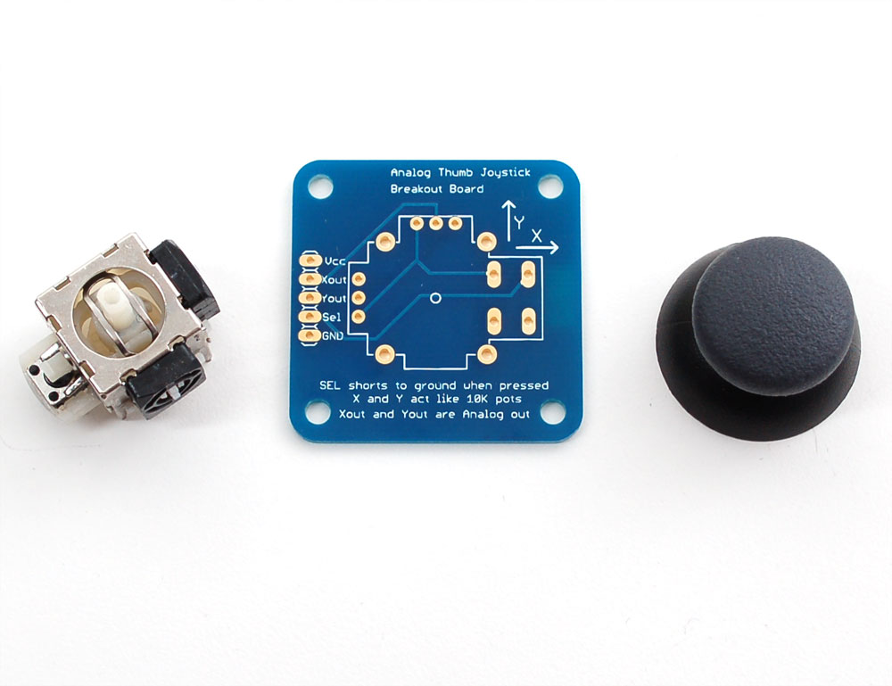 Analog 2-axis Thumb Joystick with Select Button + Breakout Board - Click Image to Close