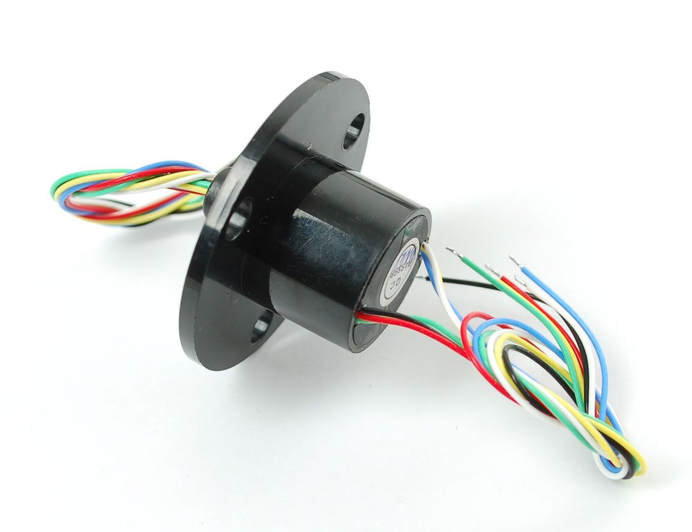 Slip Ring with Flange - 22mm diameter, 6 wires, max 240V @ 2A - Click Image to Close