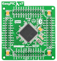 EasyPIC Fusion v7 MCU Card with dsPIC33FJ256GP710A Front